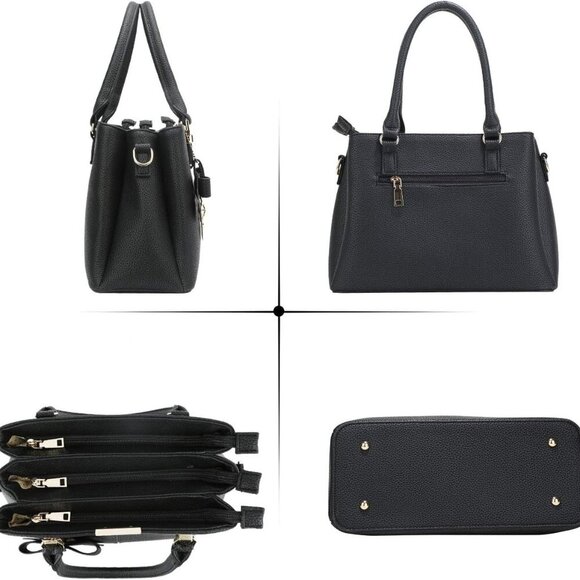 3 Zippered Compartments Purses and Handbags for Women Top Handle Satchel Shoulde - Picture 4 of 7